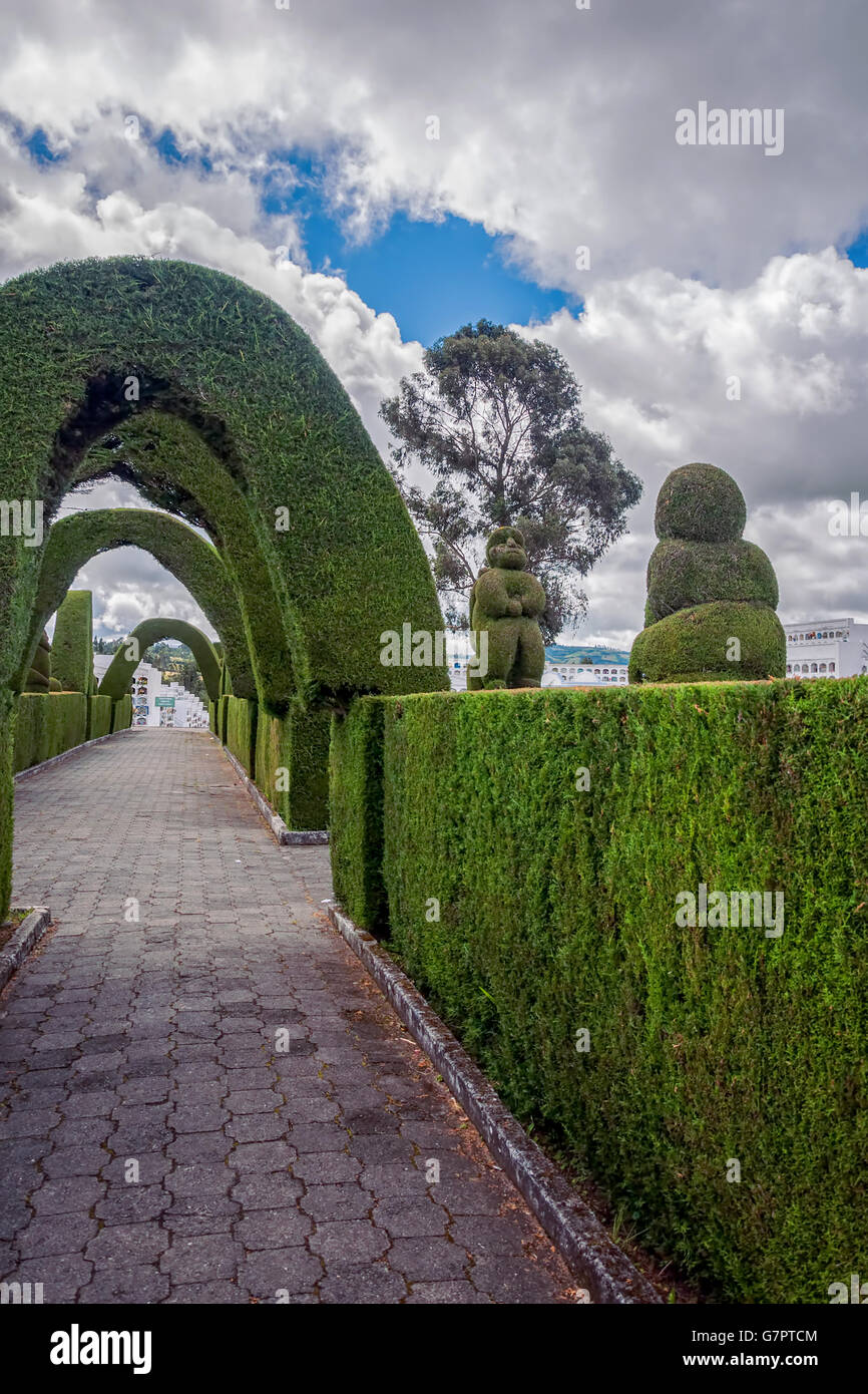 Tulcan Is Known For The Most Elaborate Topiary In The New World, Where The Trees Have The Form Like Animals, Archways, Angels Stock Photo