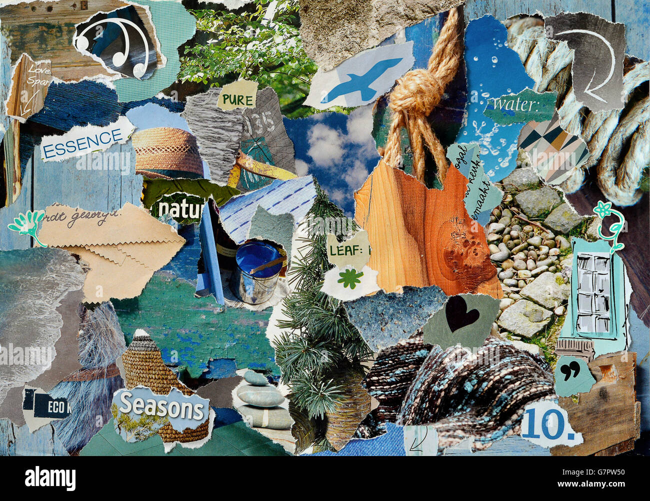 Creative Atmosphere art mood board collage sheet in colorful nature