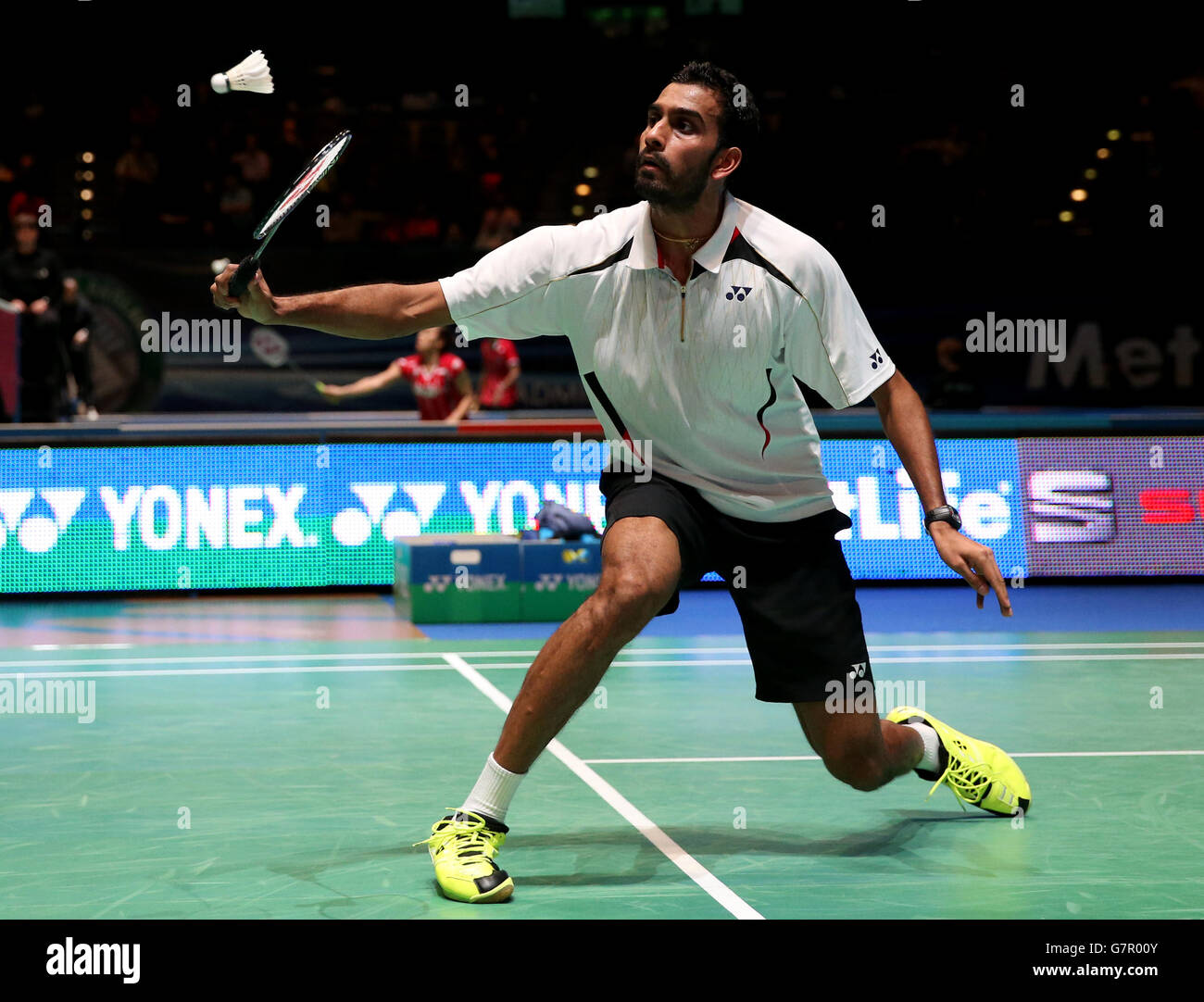 England's Rajiv Ouseph in action during his first round singles match Stock Photo