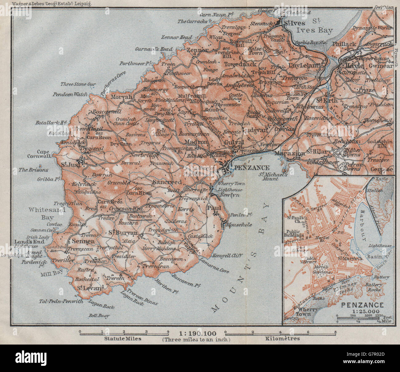 Atlas Ives Penzance /& St 1906 Antique Map