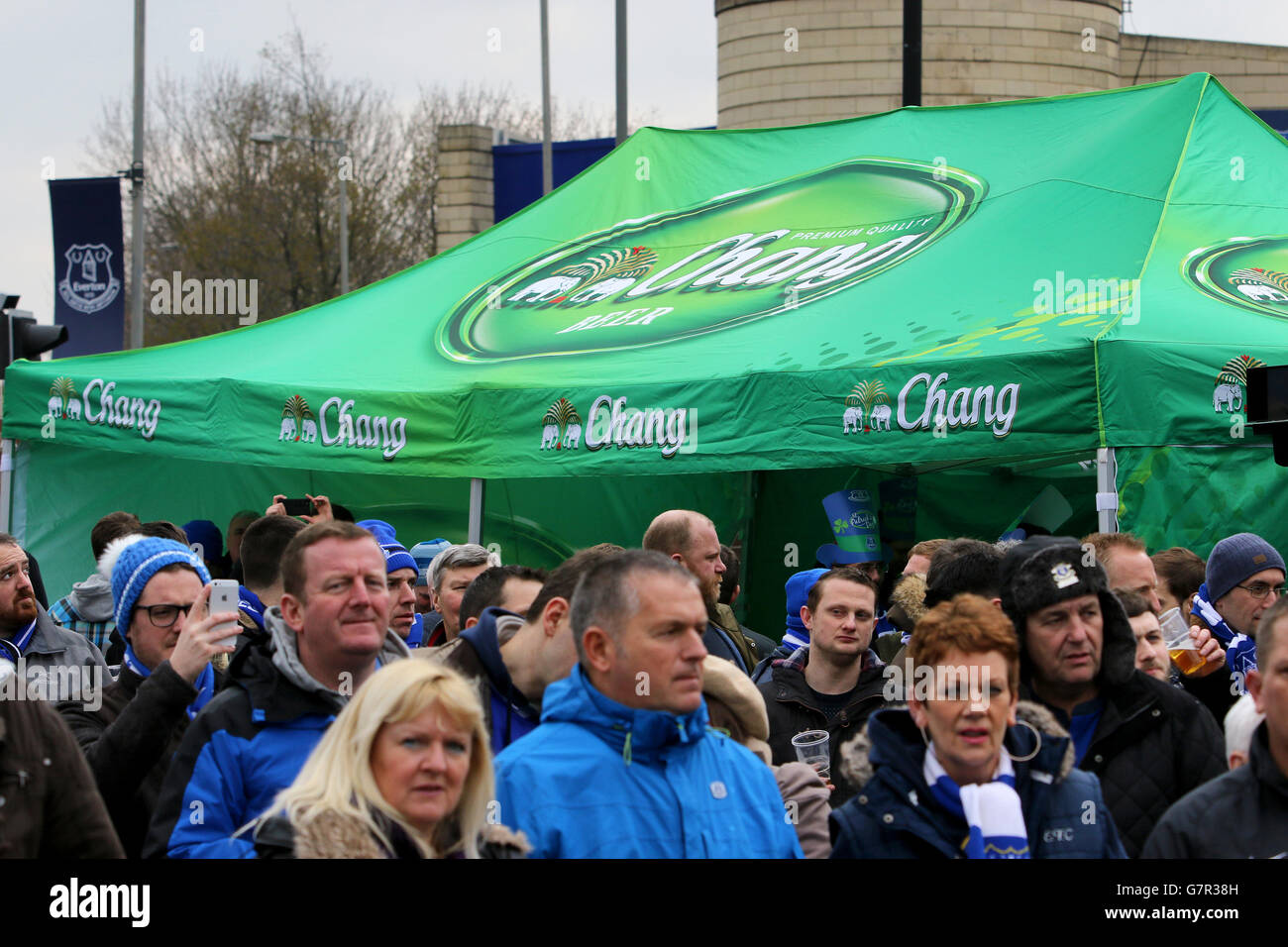 Soccer - Barclays Premier League - Everton v Newcastle United - Goodison Park. The Chang gazebo in the Everton Fan Zone Stock Photo