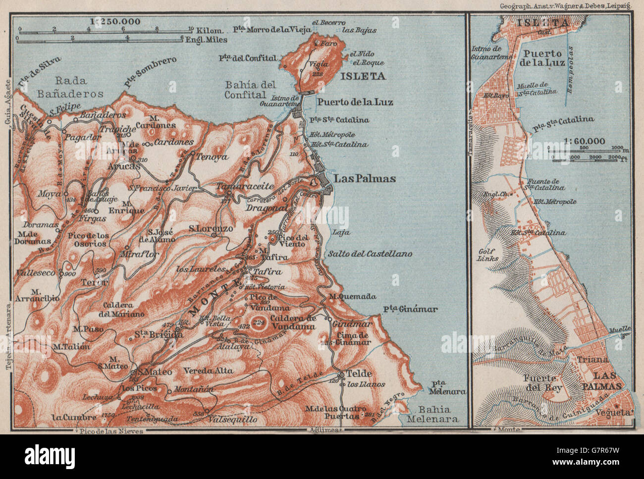 LAS PALMAS DE GRAN CANARIA town city plan & environs. Canary Islands , 1911  map Stock Photo - Alamy