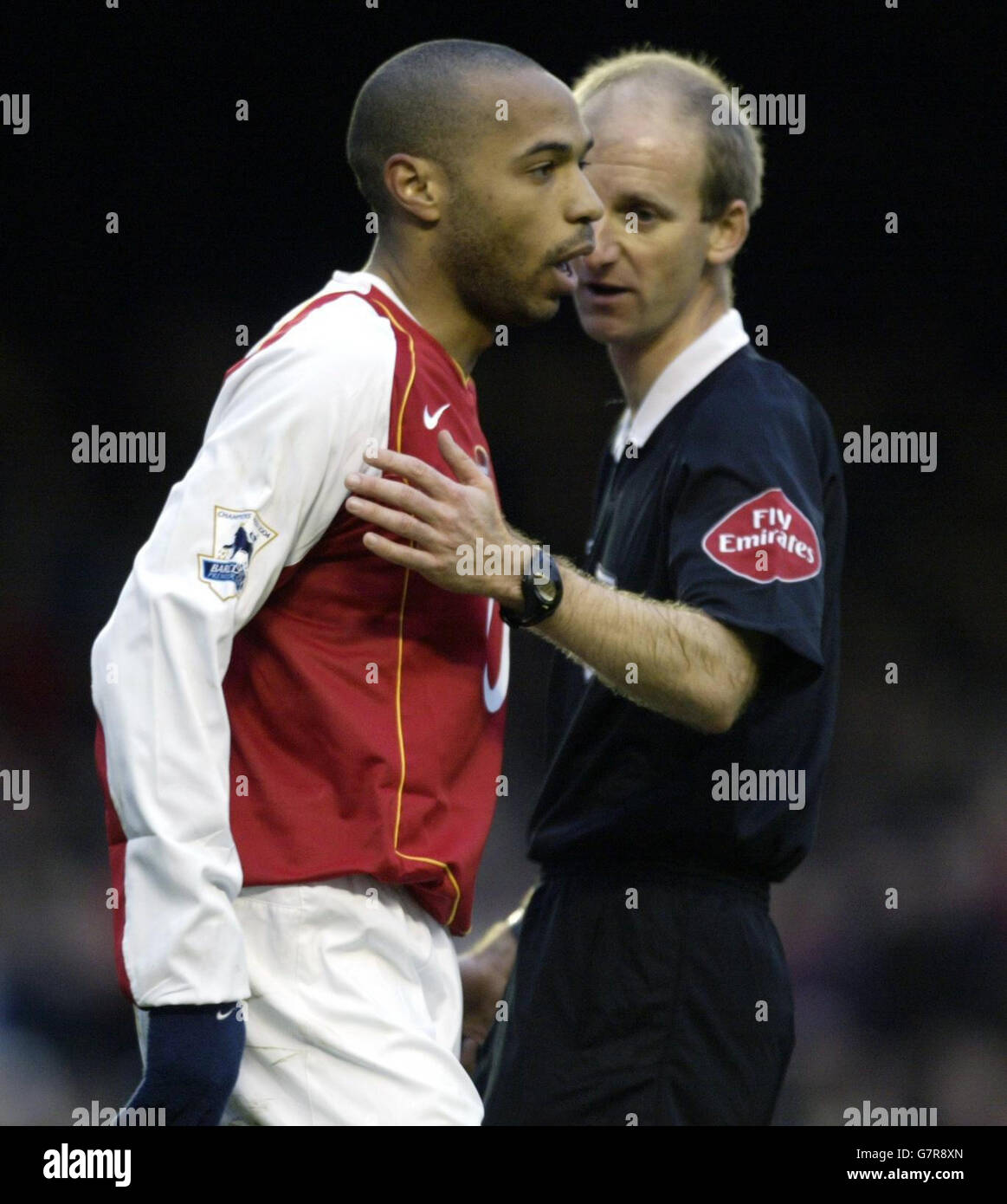 Soccer - FA Cup - Arsenal v Wolverhampton Wanderers - Highbury. Arsenal's Thierry Henry is unhappy after referee Mike Riley disallowed his goal Stock Photo