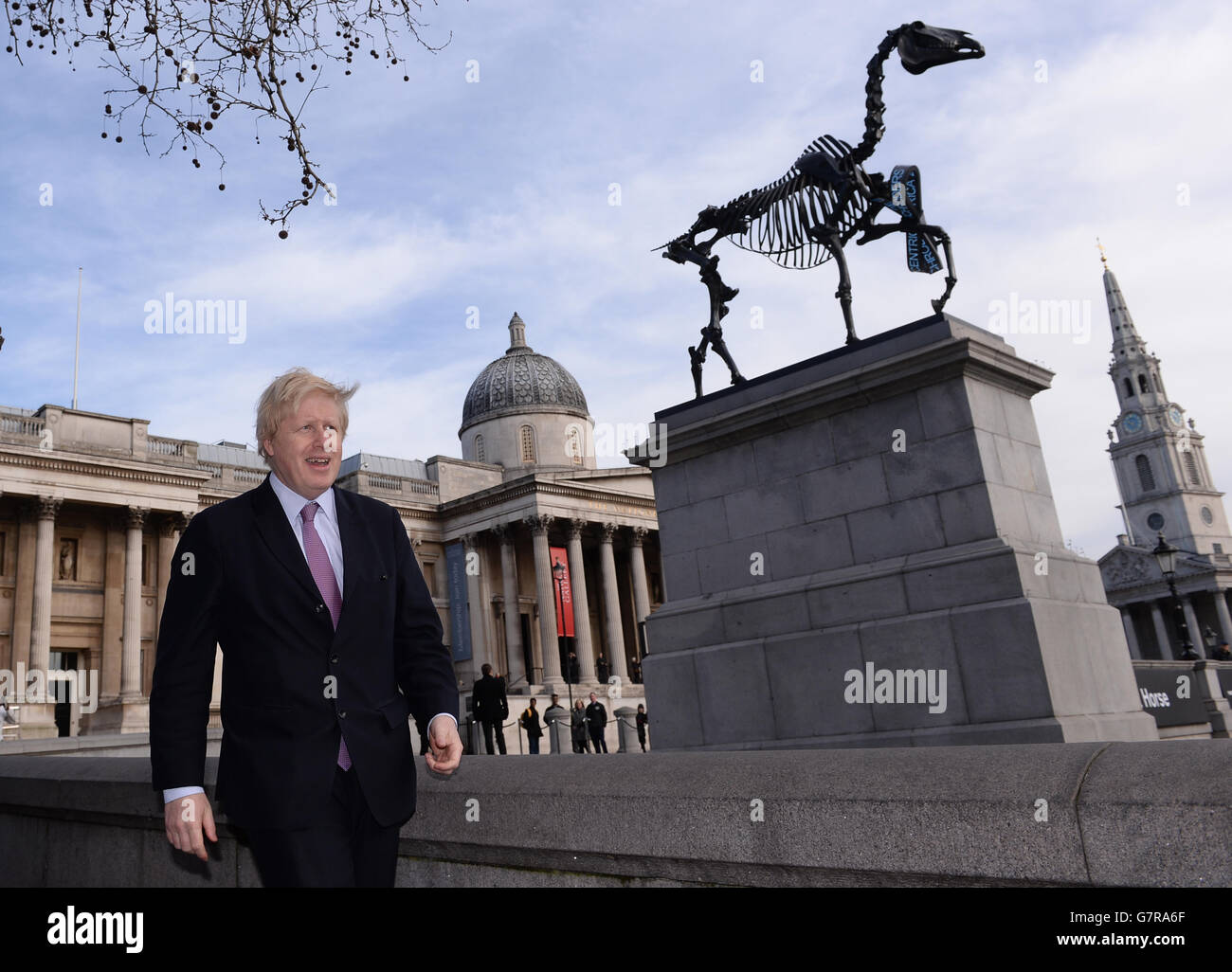 Horse takes over the fourth plinth Stock Photo