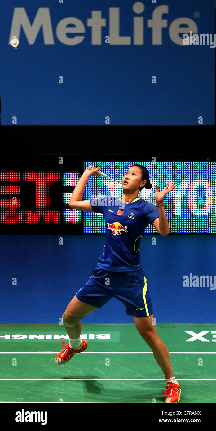 Badminton - 2015 Yonex All England Badminton Championships - Day Three - National Indoor Arena. China's Sun Yu in action during her singles quarter final match Stock Photo
