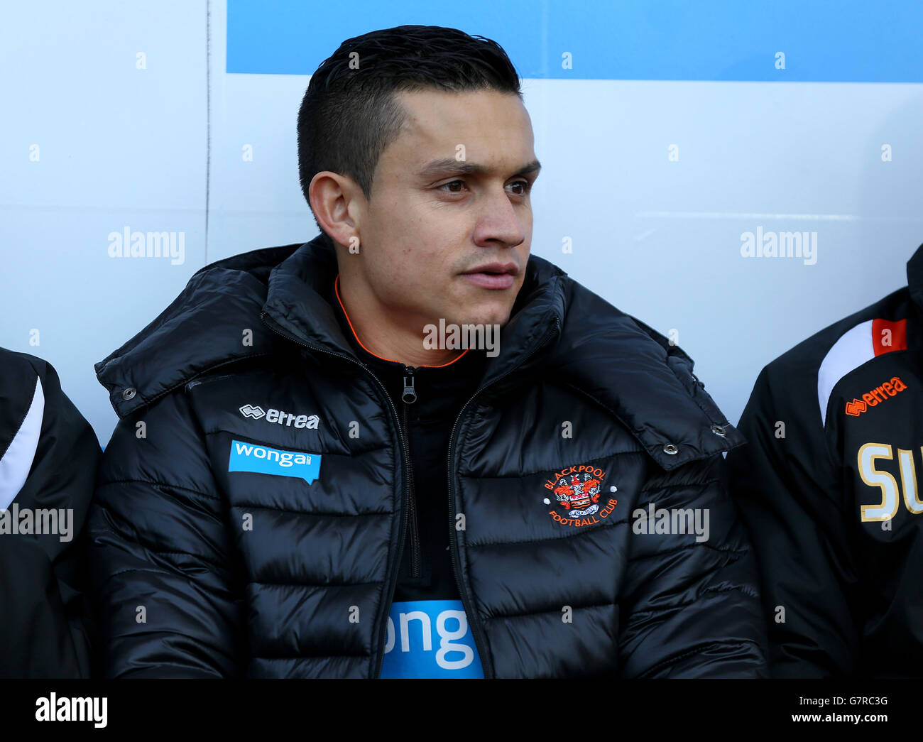Soccer - Sky Bet Championship - Blackpool v Sheffield Wednesday - Bloomfield Road. Blackpool's Jose Miguel Cubero on the bench Stock Photo