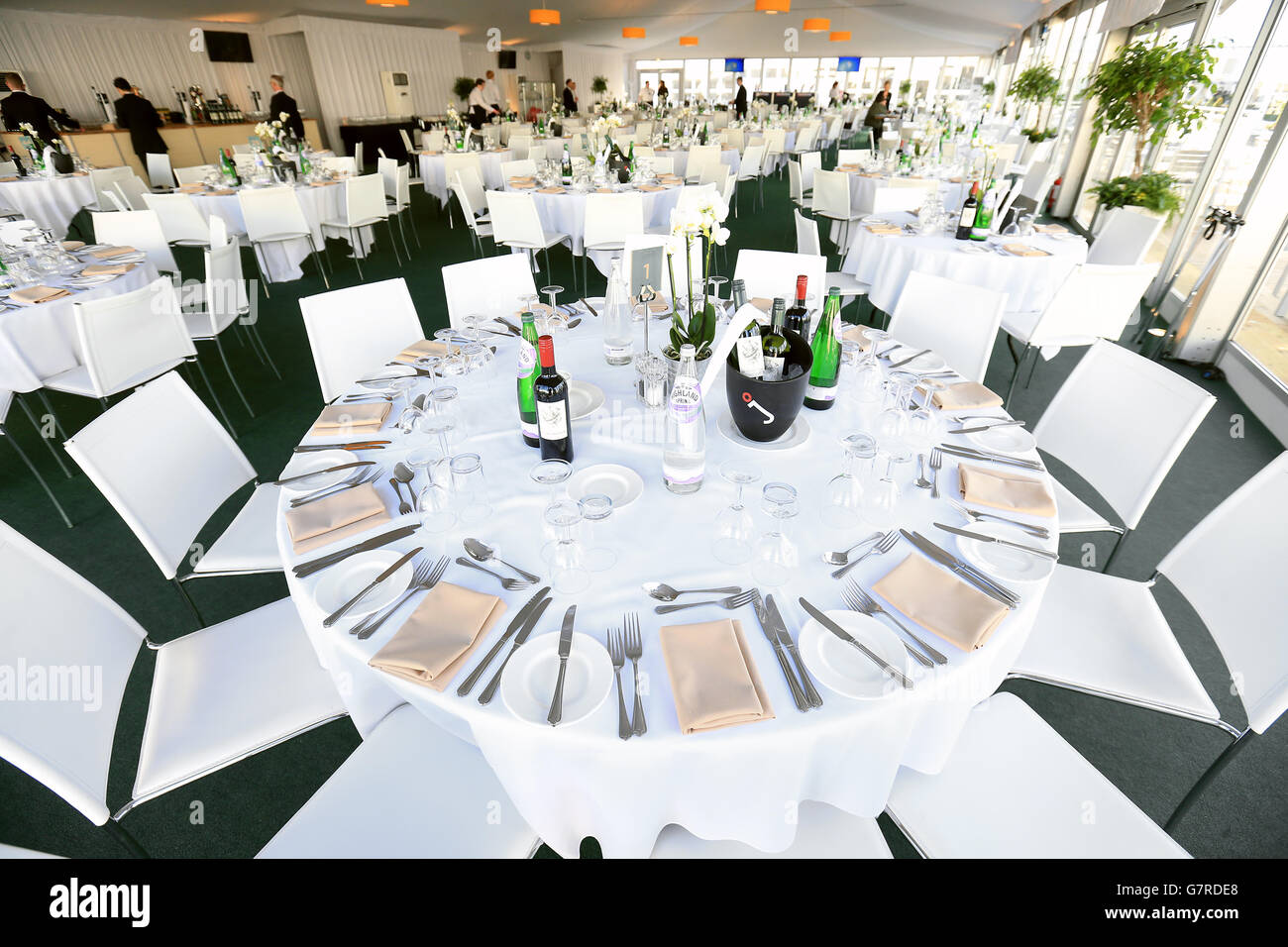 First Horseracing Races Table Lay Out Interior Stock Photos
