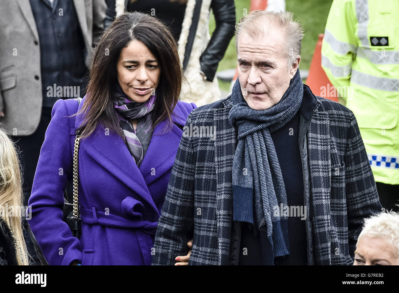 ABC frontman Martin Fry leaves the funeral of Steve Strange at All Saints Church, Porthcawl, Wales. Stock Photo