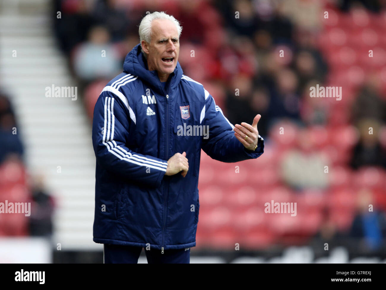 Ipswich Town Manager Mick McCarthy during the Sky Bet Championship match at The Riverside, Middlesbrough. Stock Photo