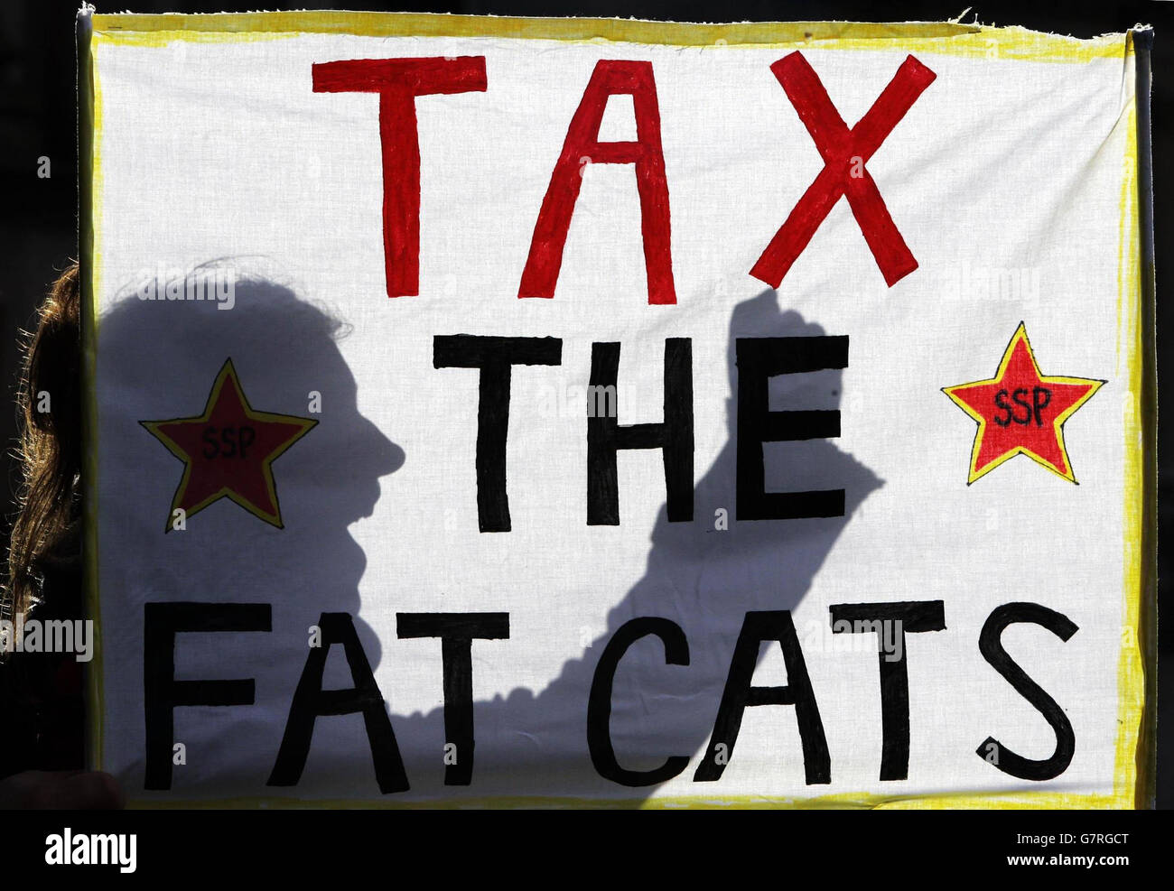 Emily Sachs demonstrates with the Scottish Socialist Party outside the