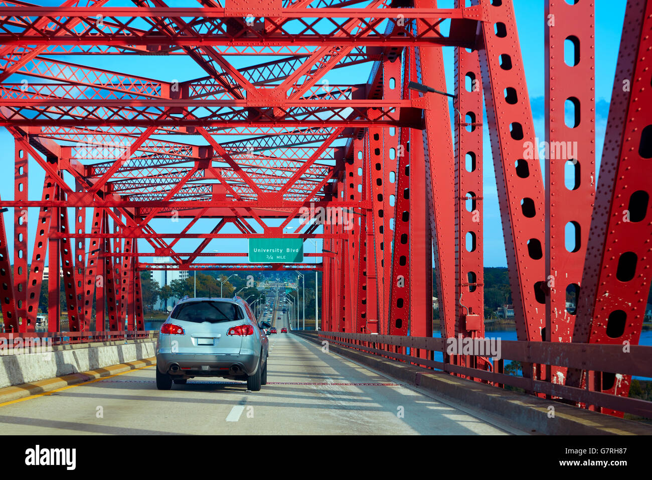 Jacksonville red bridge in florida USA way to Atlantic Beach Stock Photo -  Alamy