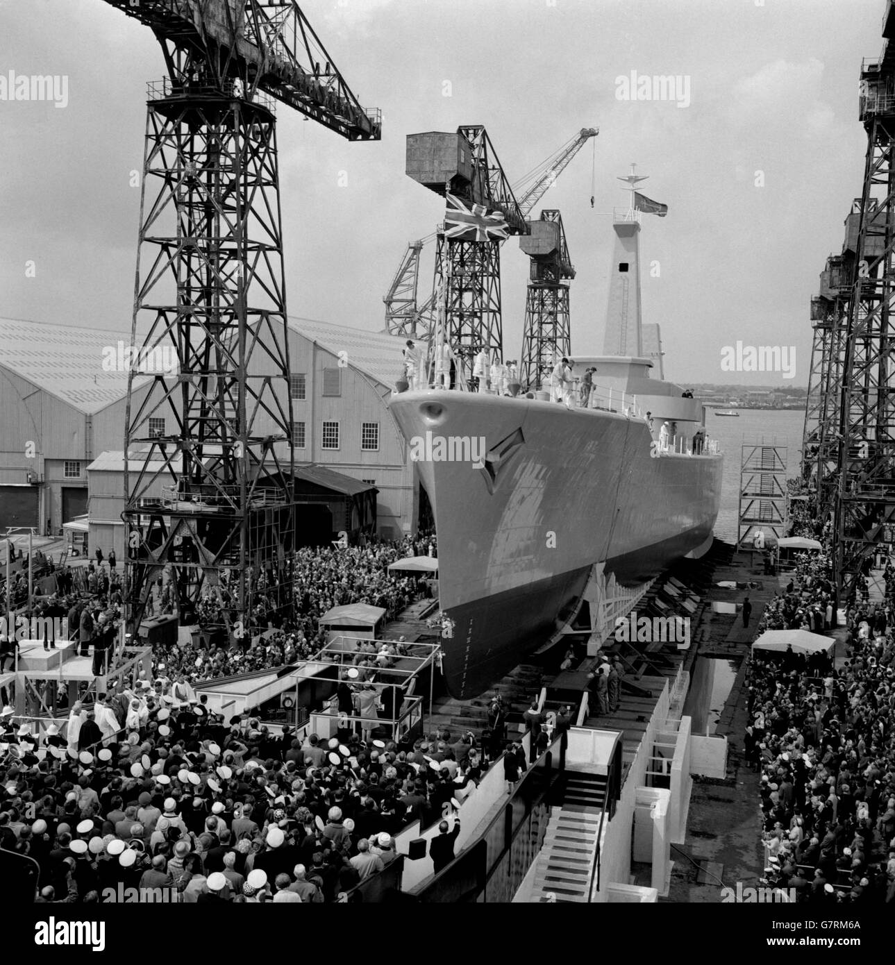 Military - HMS Andromeda Launch - HM Dockyard, Portsmouth Stock Photo