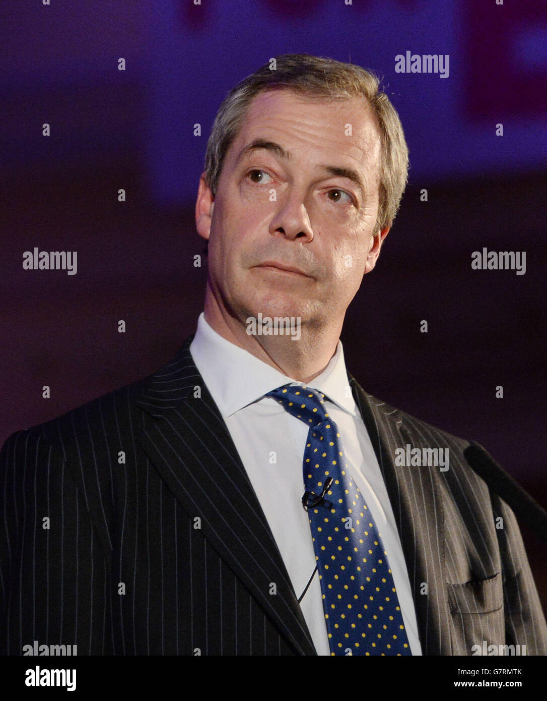 UKIP leader Nigel Farage speaks at the Homes For Britain rally in London today. Stock Photo