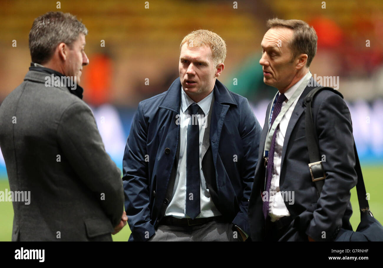 ITV pundits Andy Townsend (left) Paul Scholes (centre) and Lee Dixon ...