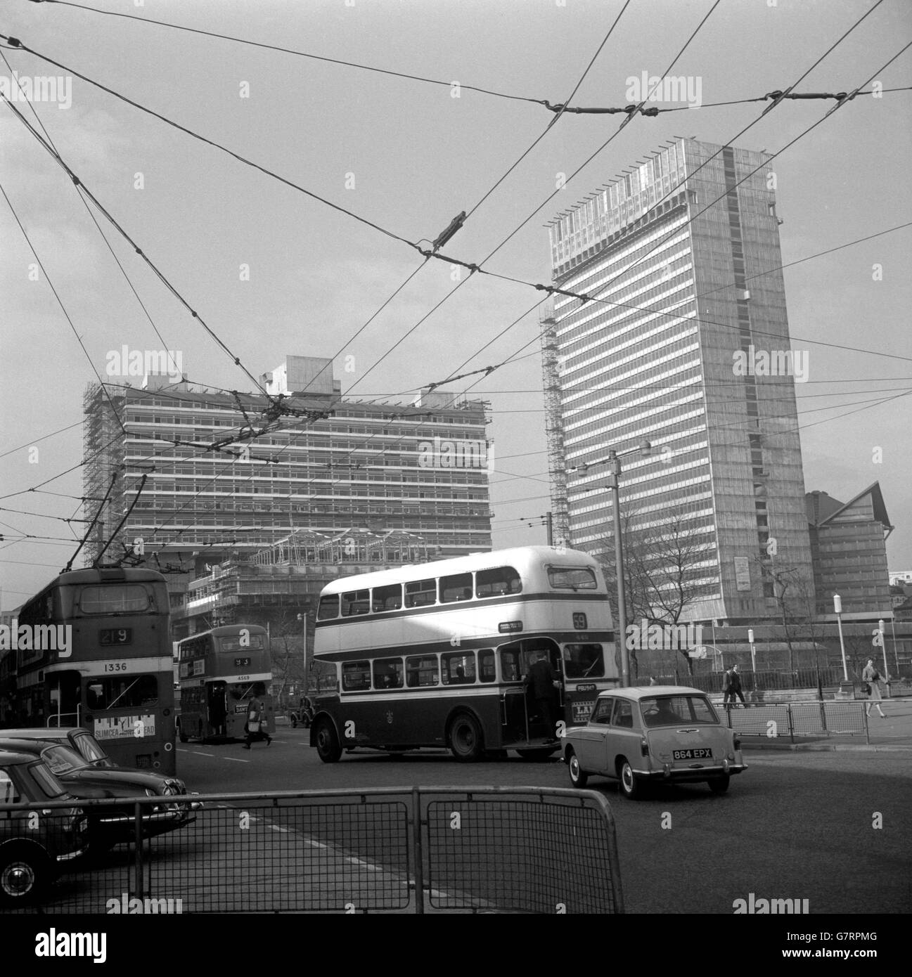 Trolley Bus Manchester Piccadilly Stock Photo Alamy