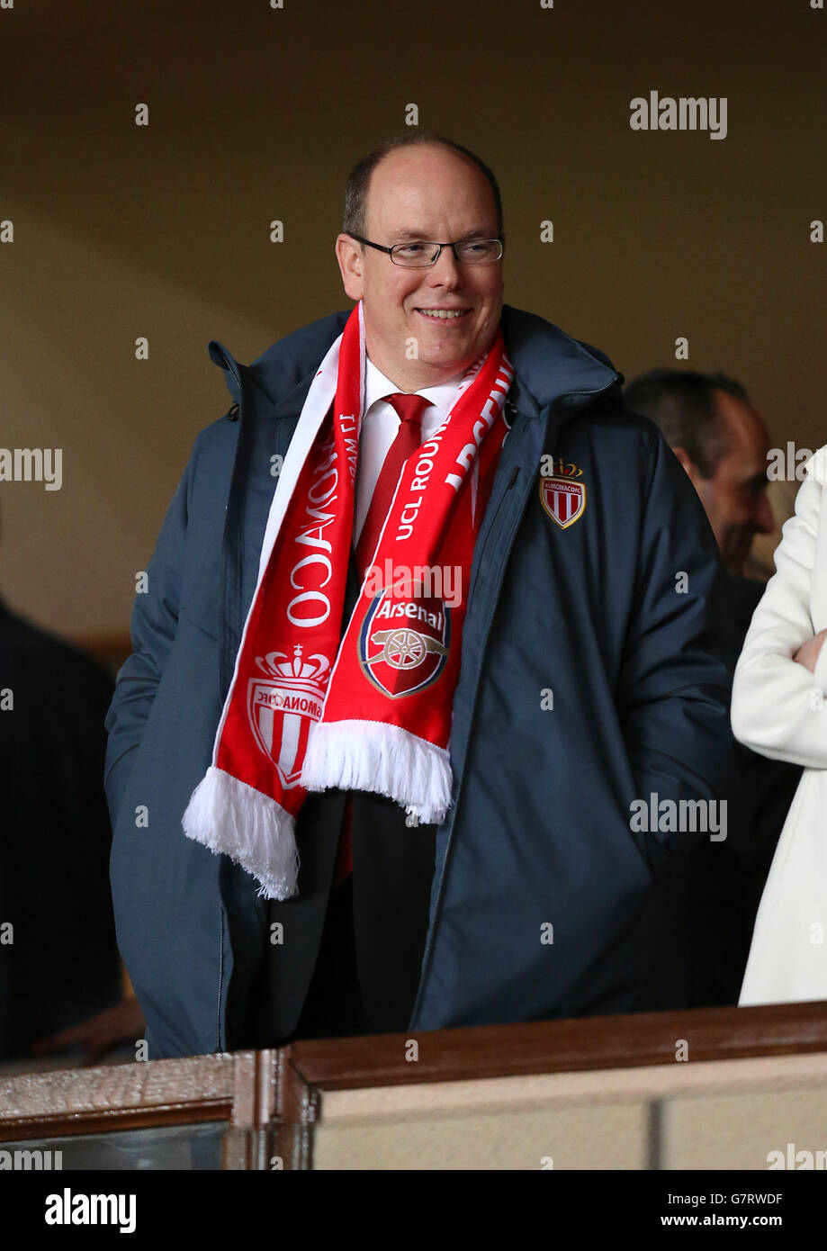 Soccer - UEFA Champions League - Round of 16 - Second Leg - AS Monaco v Arsenal - Stade Louis II. Prince Albert of Monaco in the stands. Stock Photo
