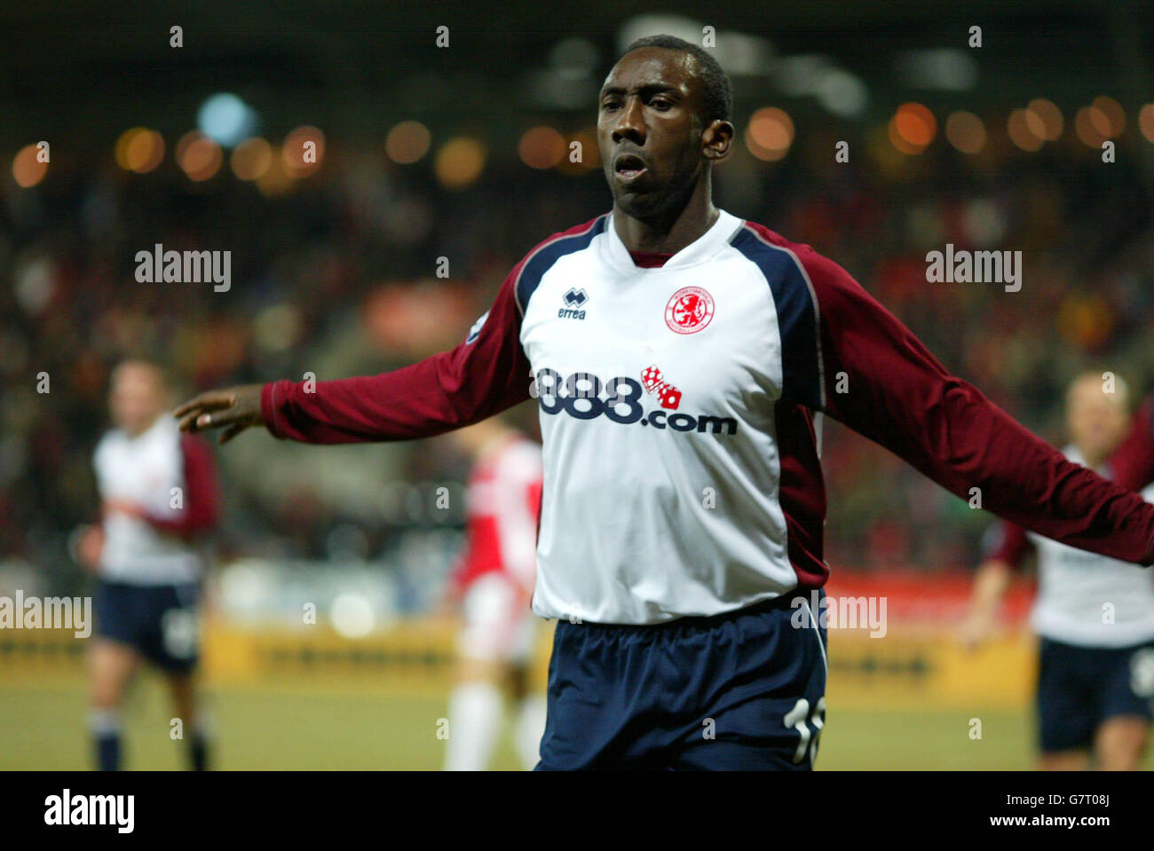 Middlesbrough's Jimmy Floyd Hasselbaink celebrates scoring the second goal against Grazer AK Stock Photo