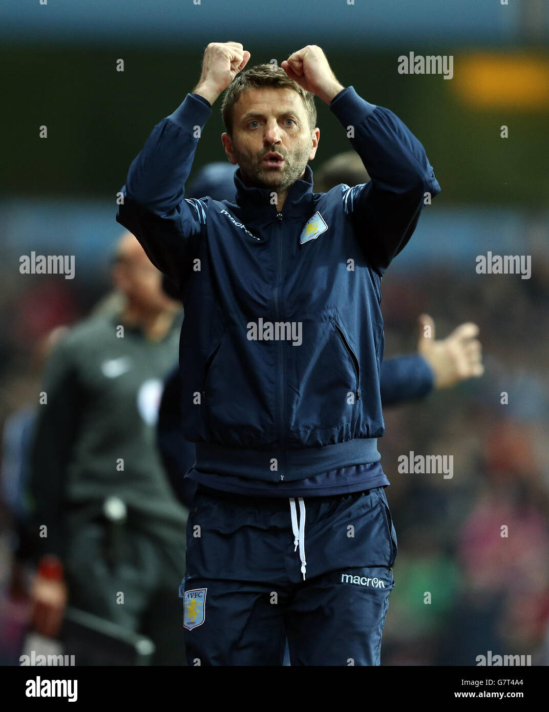 Soccer - Barclays Premier League - Aston Villa v Queens Park Rangers - Villa Park. Aston Villa manager Tim Sherwood gestures on the touchline Stock Photo