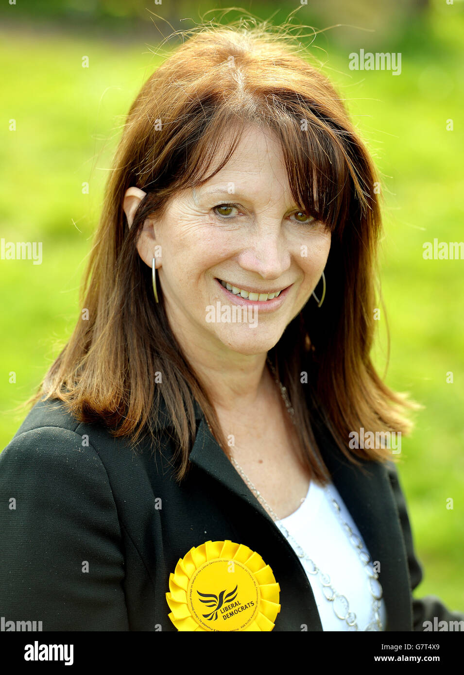 Lynne Featherstone, Minister of State for Crime Prevention at the Home Office and Liberal Democrats candidate for Hornsey and Wood Green, pictured during an election campaign event at Ducketts Common in north London. Stock Photo
