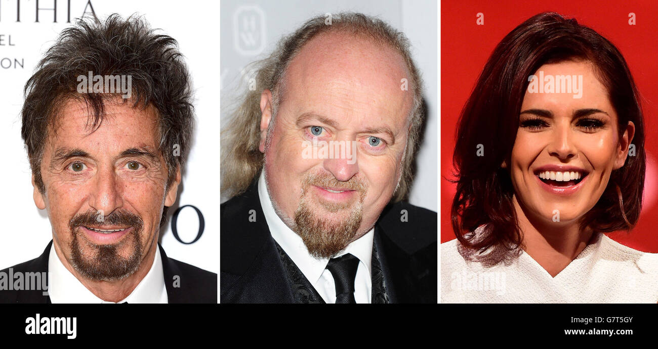 File photos of (from the left) Al Pacino, Bill Bailey and Cheryl Fernandez-Versini. Stock Photo
