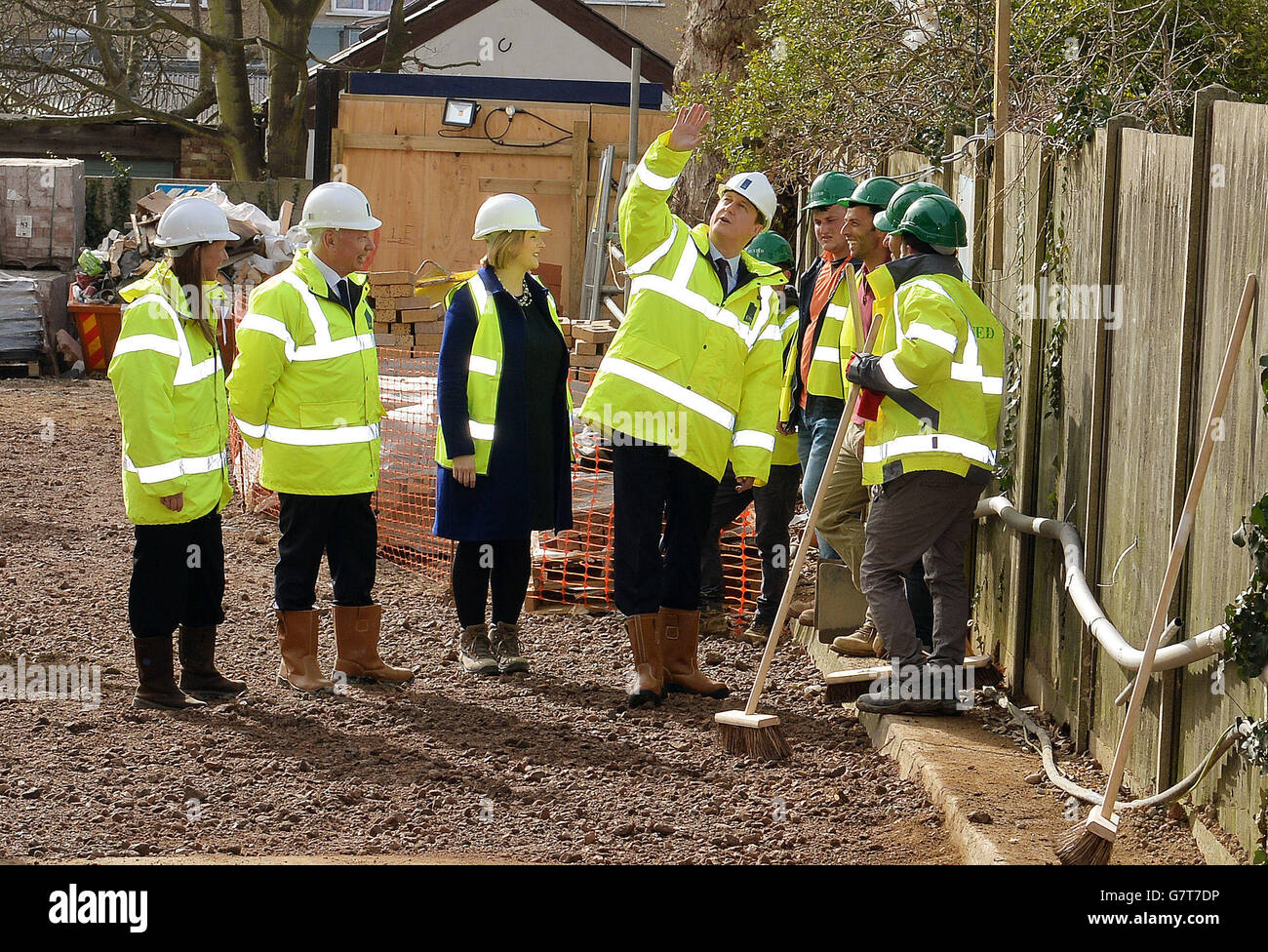Cameron visit to building site Stock Photo