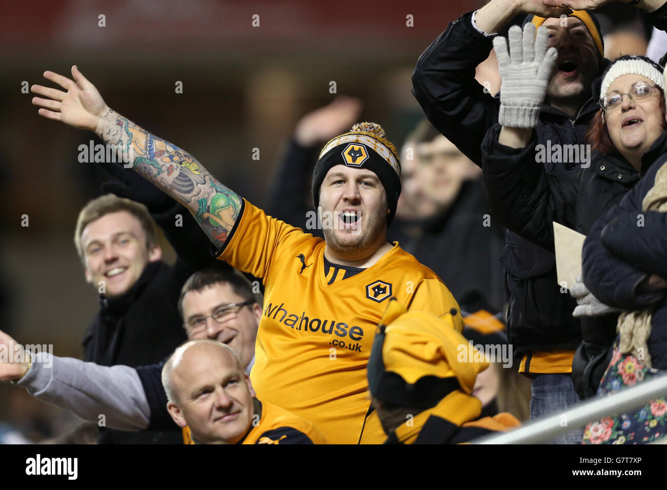 A wolverhampton Wanderers supporter stands out in the crowd Stock Photo ...