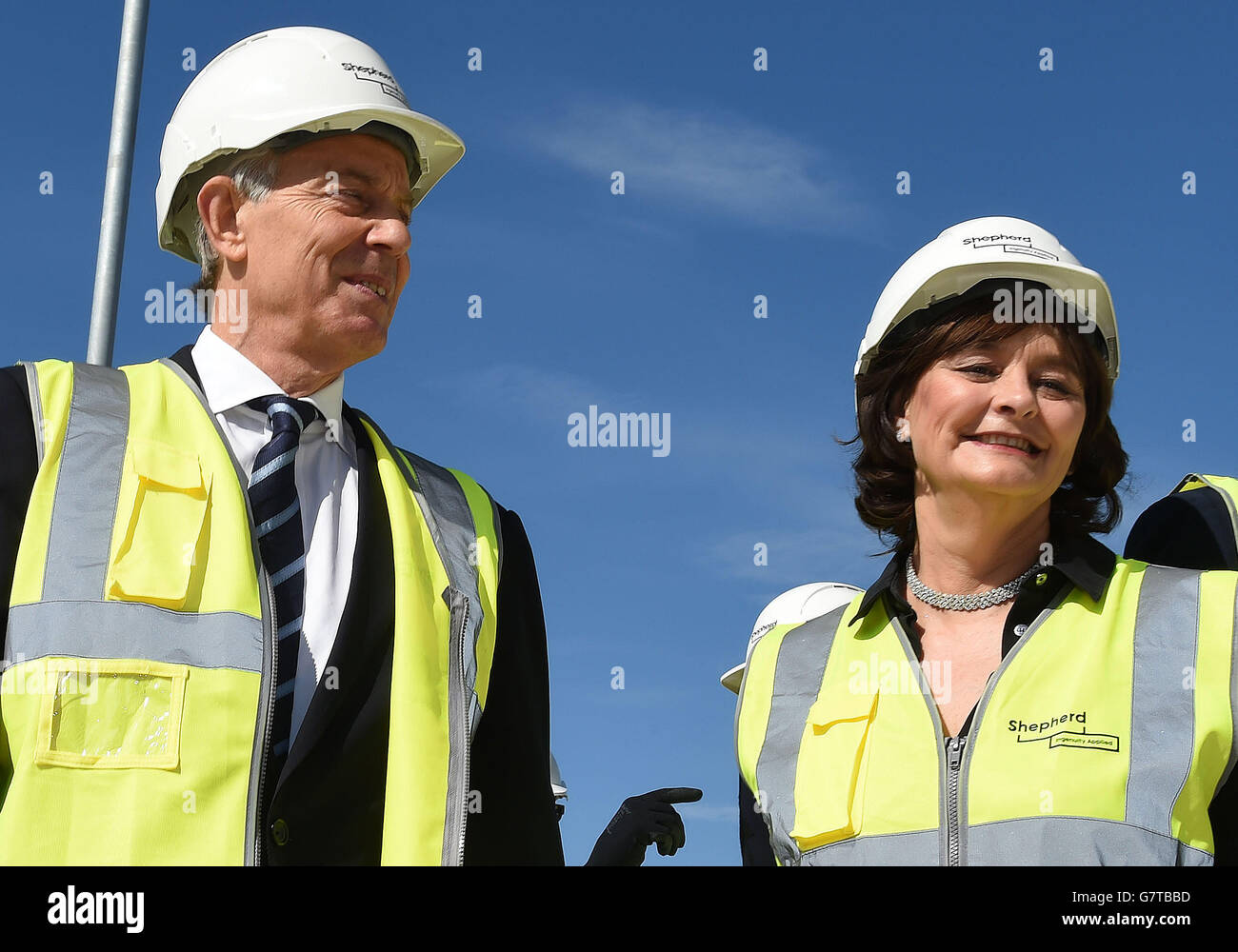 Former prime minister Tony Blair and wife Cherie Blair during a visit