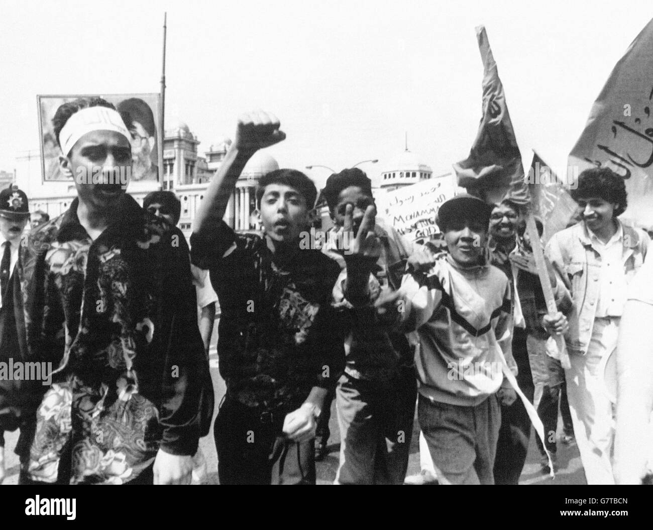 Riots AntiSalman Rushdie Riots Bradford Stock Photo Alamy