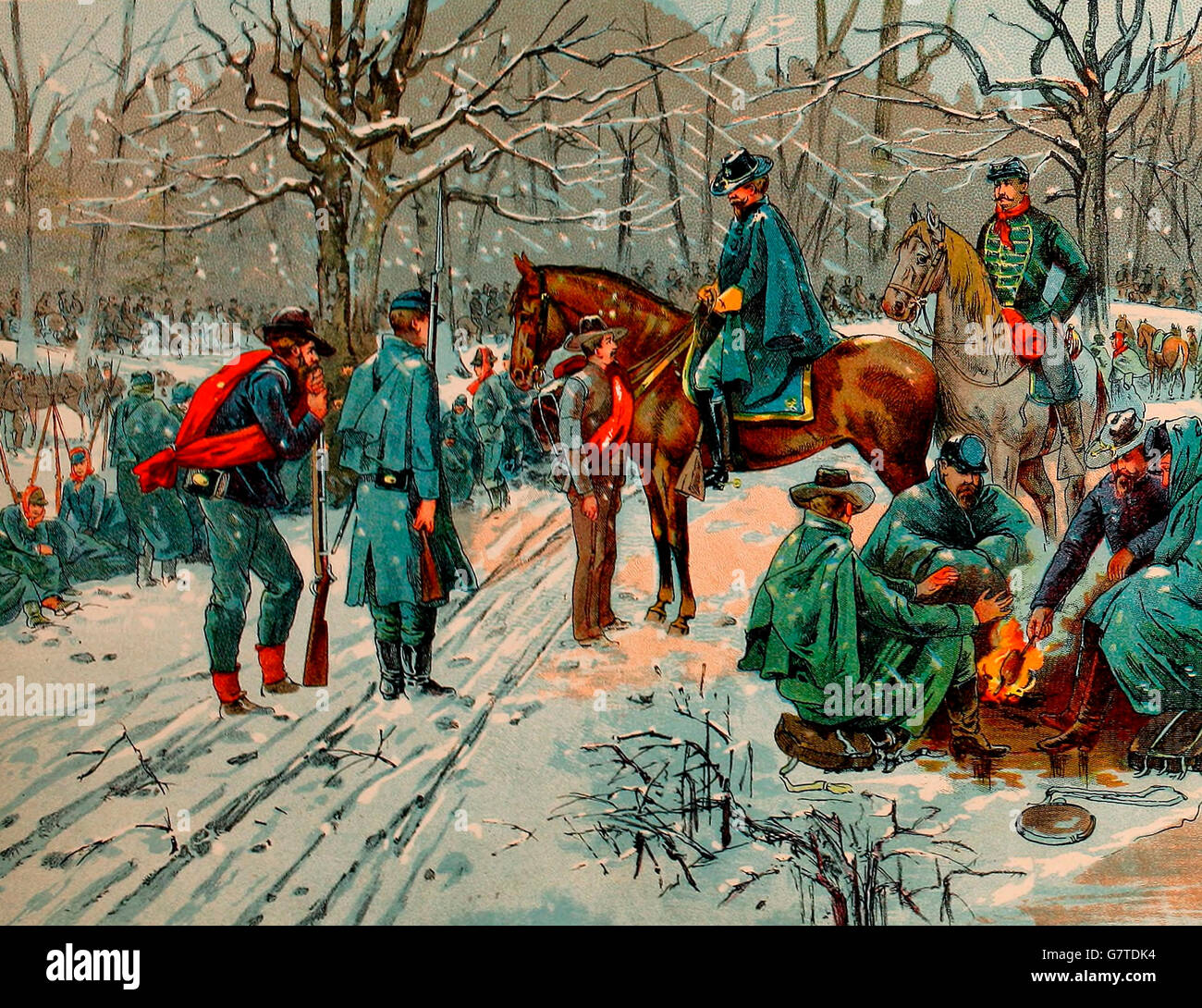 Fort Donelson Surrendered February 18, 1862 - The Bivouac before the battle. USA Civil War Stock Photo
