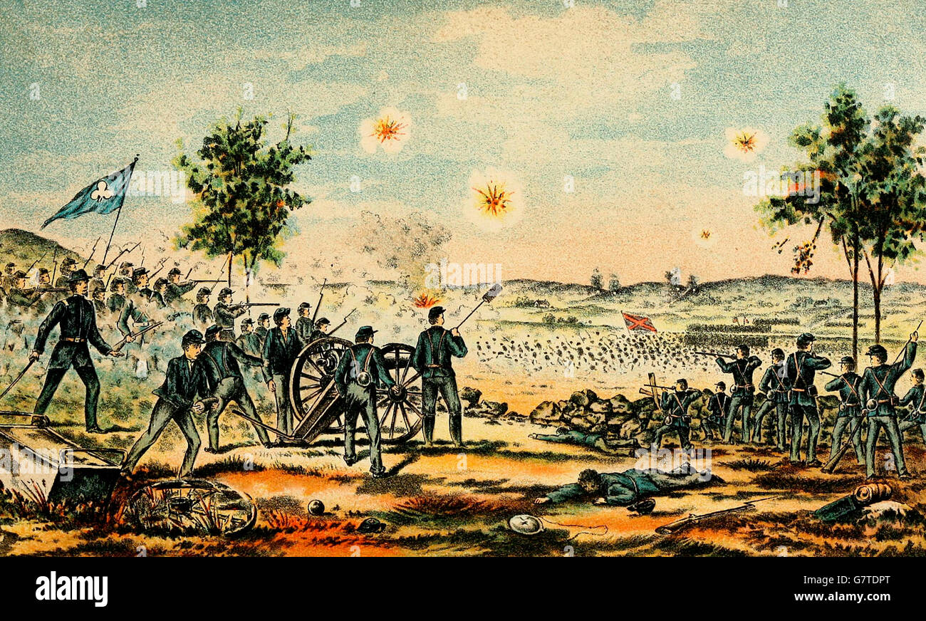 Pickett's Charge at the Bloody Angle in Gettysburg, USA Civil War Stock