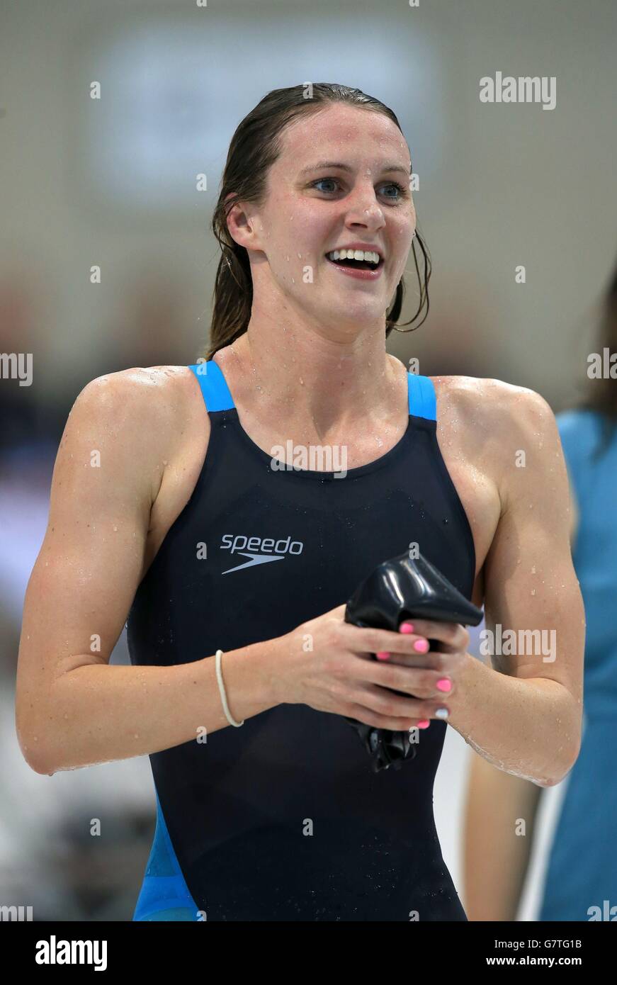 Jazmin Carlin smiles after winning the women's 400m freestyle during ...