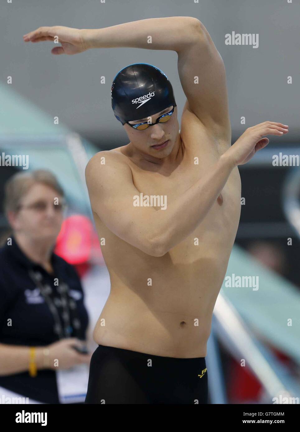 Nicholas Grainger of CO Sheffield during the Mens Open 200m Freestyle Final during the British Swimming Championships at the London Aquatics Centre, London. Stock Photo