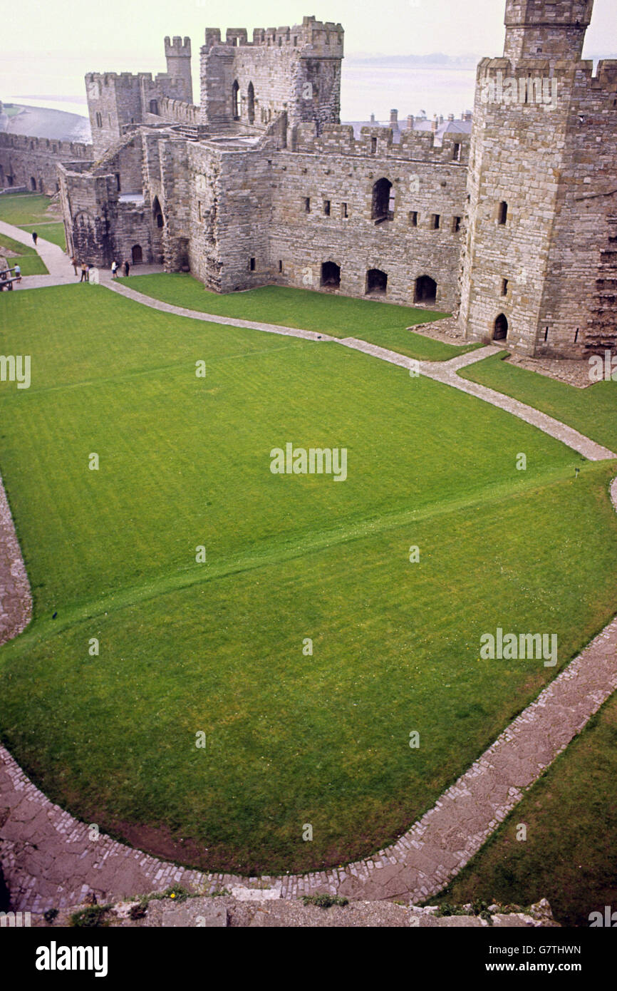 Buildings and Landmarks - Caernarfon Castle - North Wales. Caernarfon Castle in North Wales. Stock Photo
