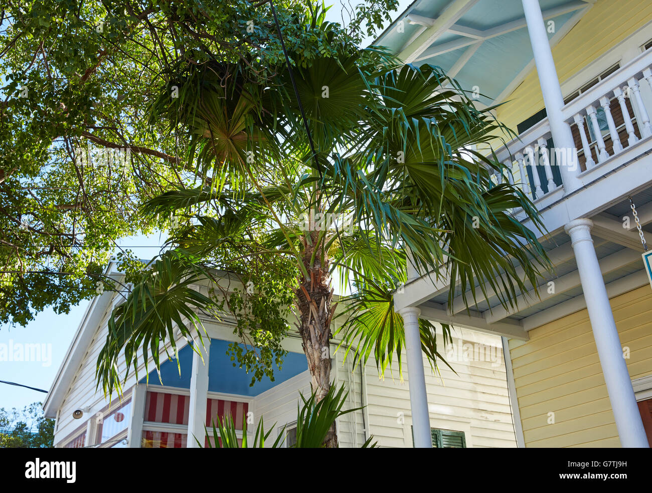 Key west downtown street houses facades in Florida USA Stock Photo Alamy