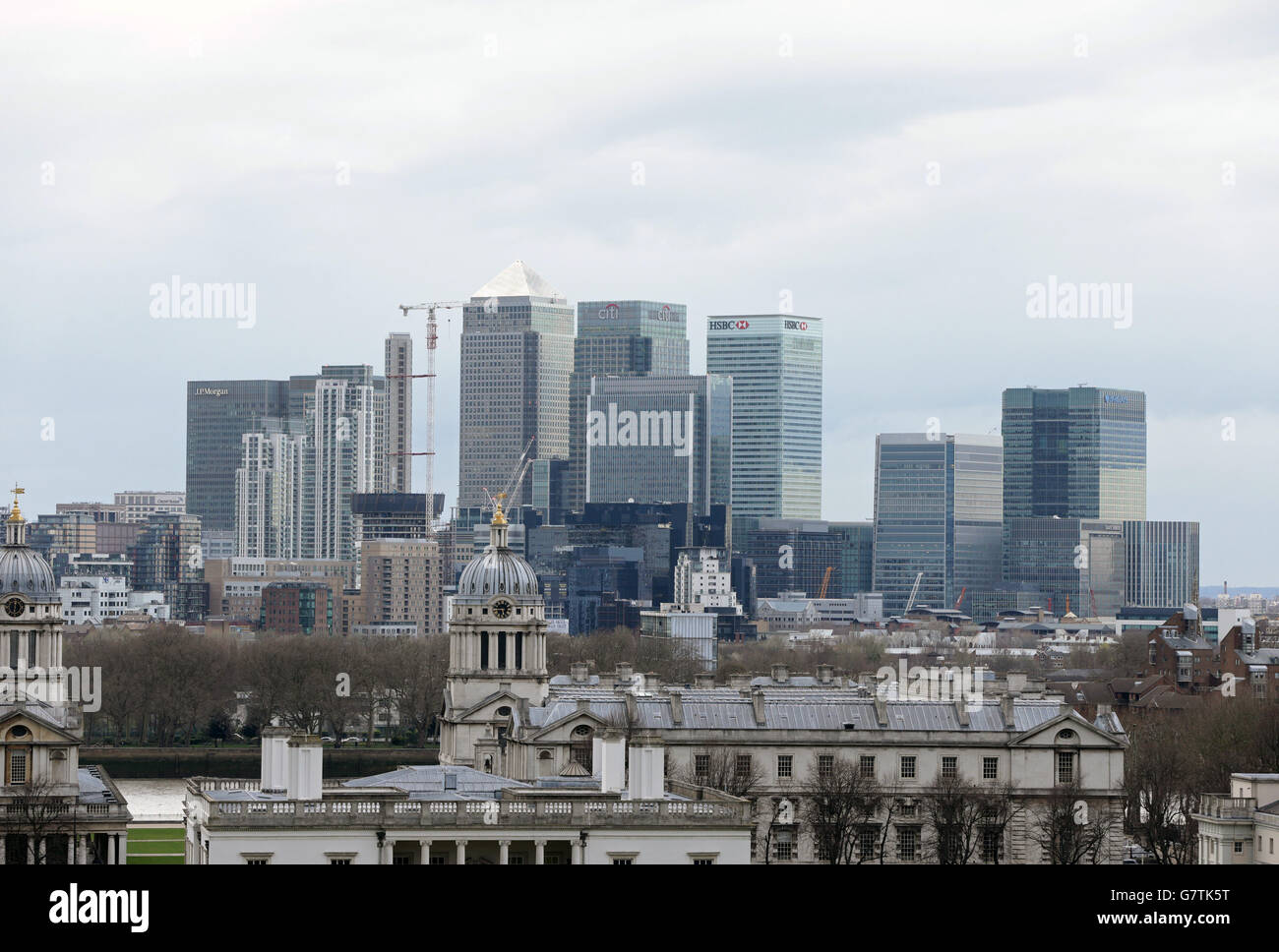 A view from Greenwich of Canary Wharf in London. PRESS ASSOCIATION Photo. Picture date: Sunday March 29, 2015. Photo credit should read: Yui Mok/PA Wire Stock Photo