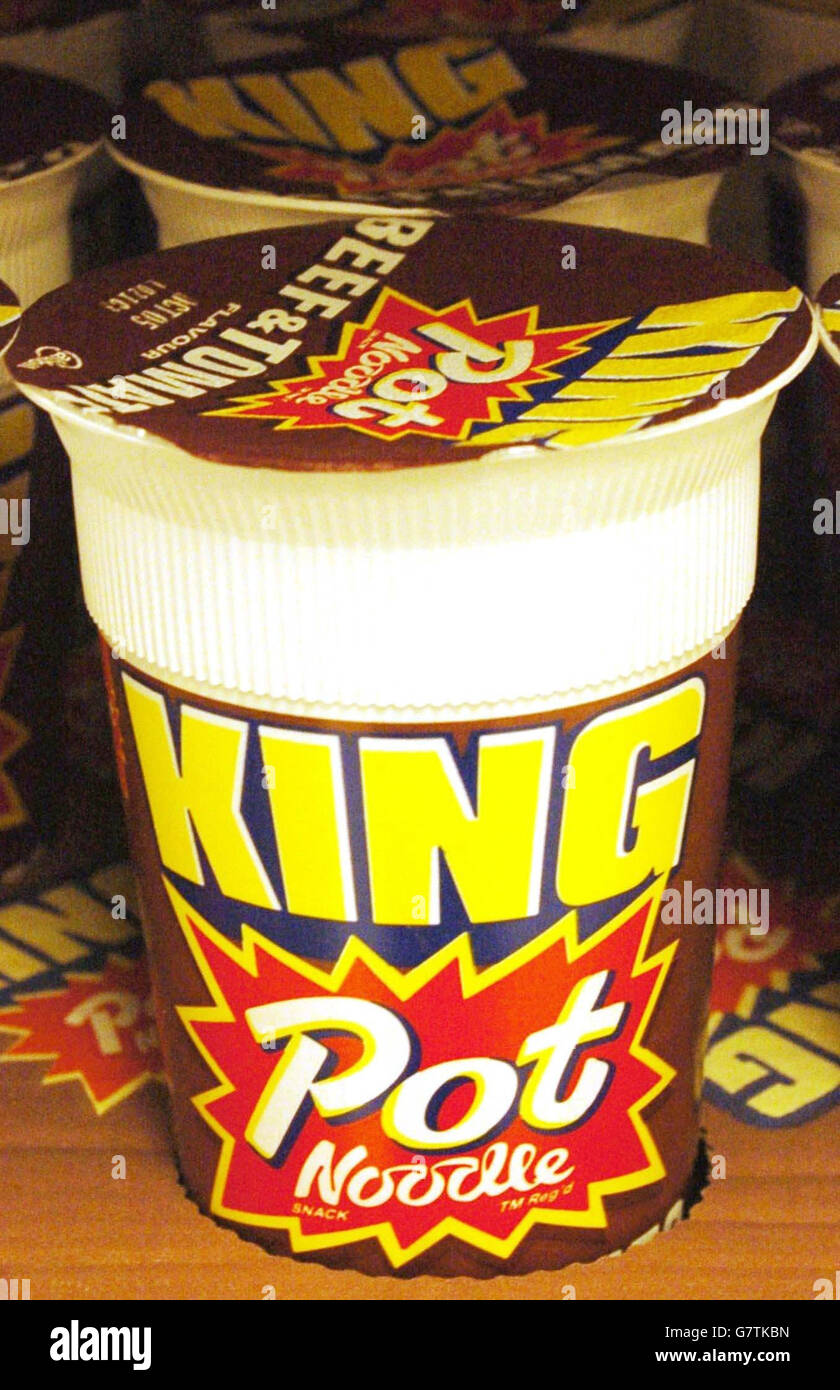 King beef tomato pot noodle on london supermarket shelf hires stock