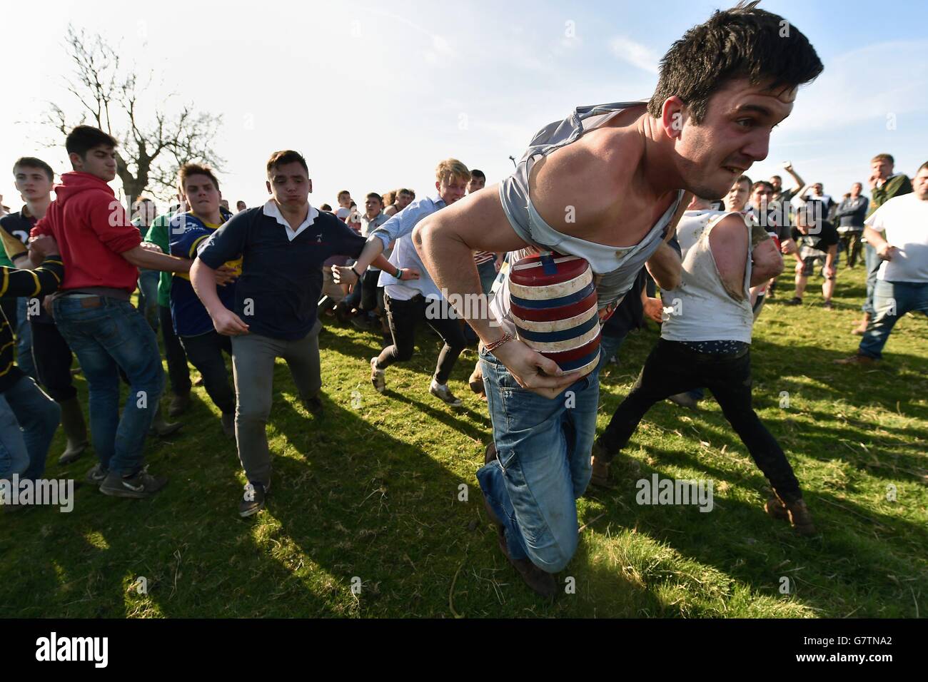 Hallaton bottle kicking Stock Photo Alamy