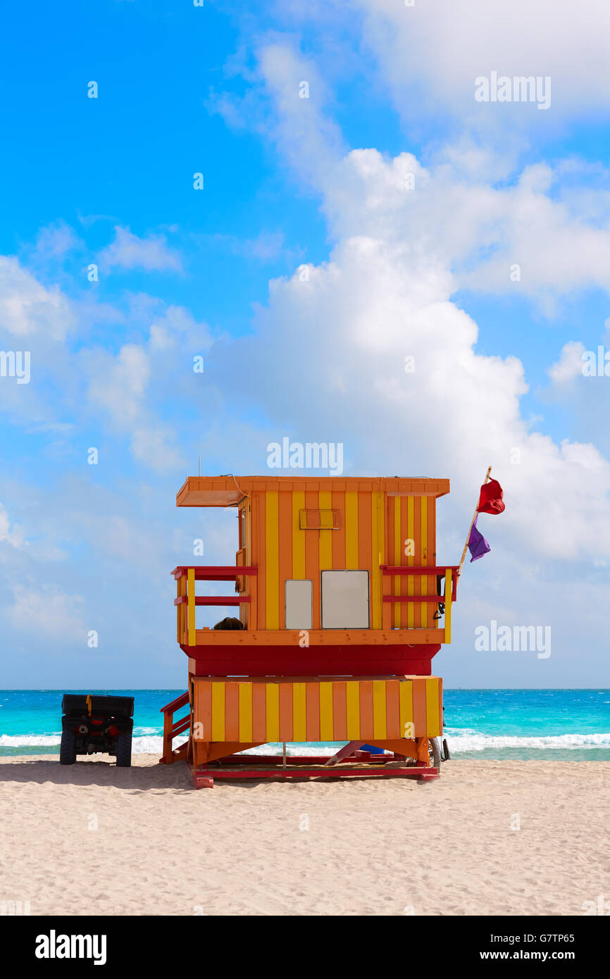 Miami beach baywatch tower in south beach of Florida USA Stock Photo