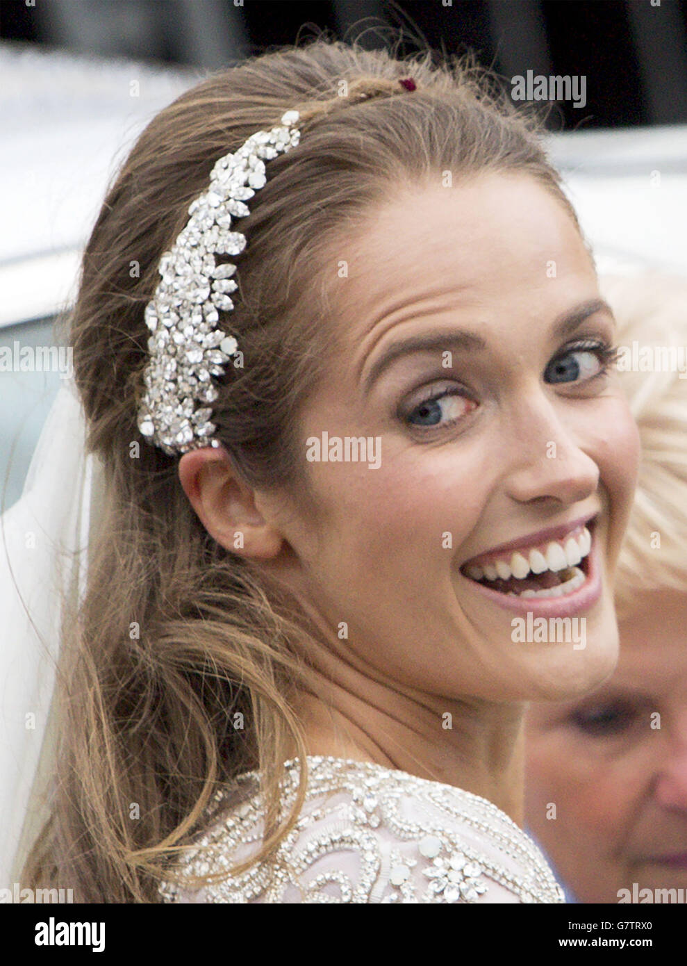 Kim Sears after her wedding to British tennis number one Andy Murray at Dunblane Cathedral. Stock Photo