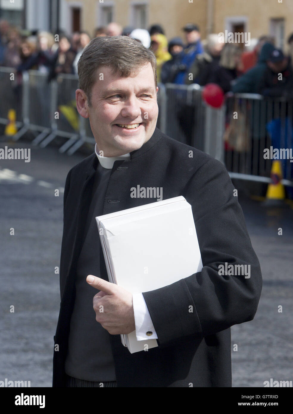 Rev Colin Renwick after the British tennis number one's wedding to Kim Sears at Dunblane Cathedral. Stock Photo