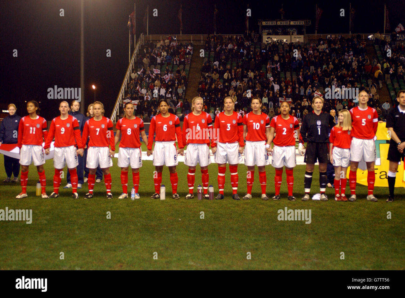 Soccer - Women's International Friendly - England v Italy - National Hockey Stadium. England team line up Stock Photo