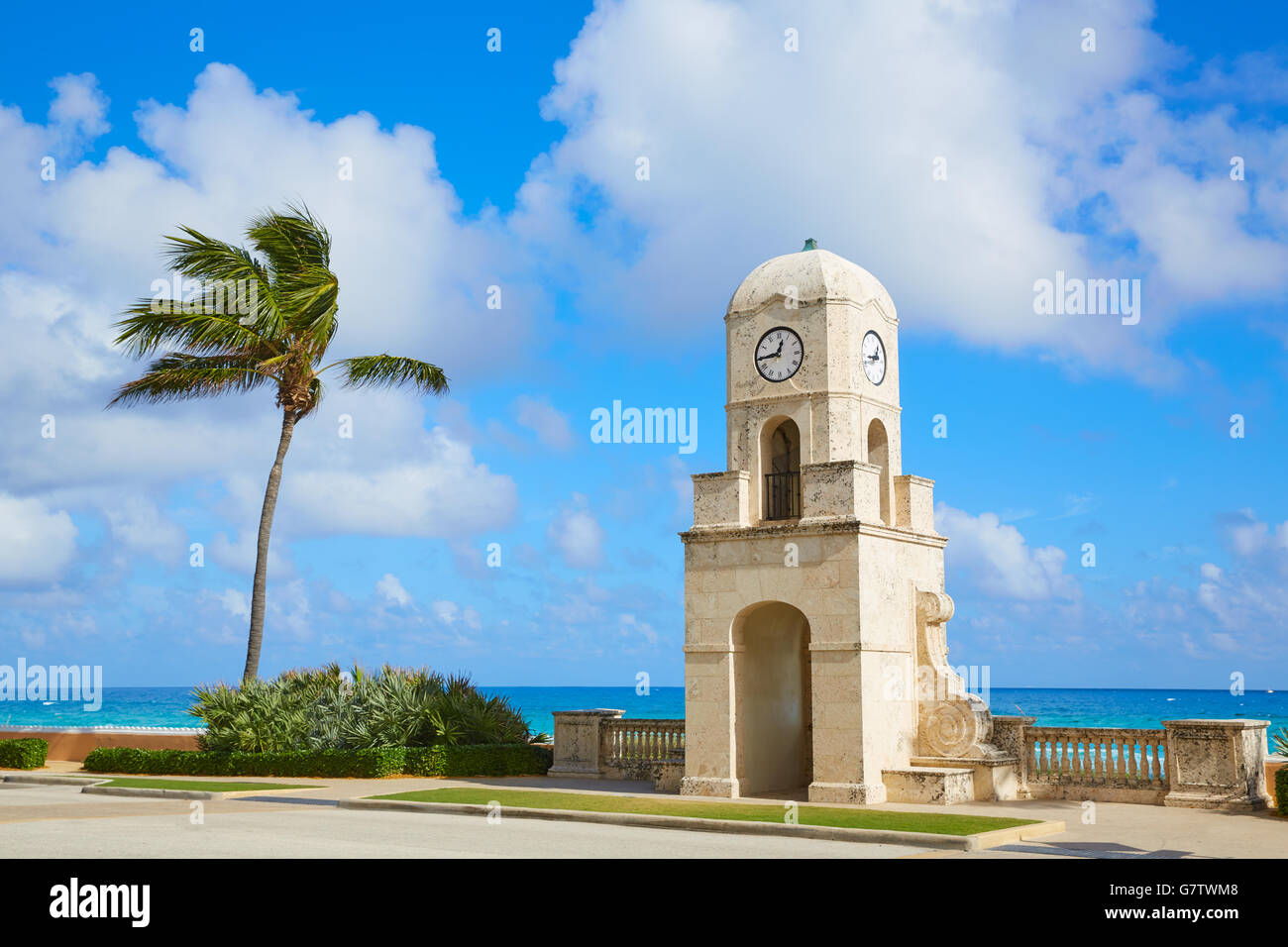 Palm Beach Worth Avenue clock tower Florida USA Stock Photo Alamy