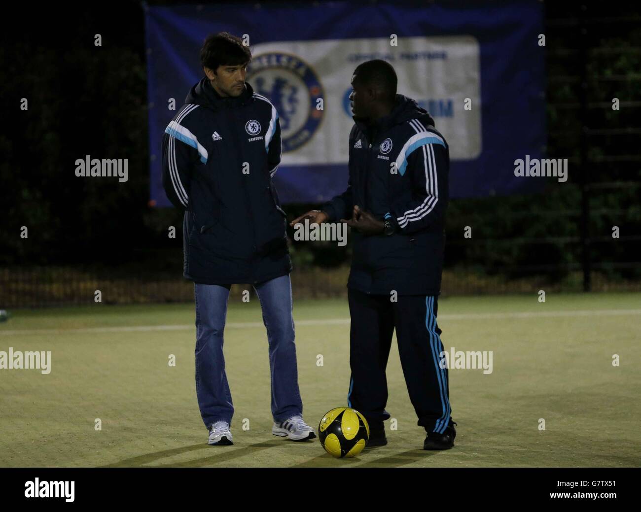 Chelsea FC club partners Gazprom along with Paulo Ferreira launch their sponsorship of Friday and Saturday night Premier League Kicks programme which uses football to engage with young people, at the Pimlico Academy, London. PRESS ASSOCIATION Photo. Picture date: Friday April 17, 2015. Photo credit should read: Paul Harding/PA Wire. Stock Photo