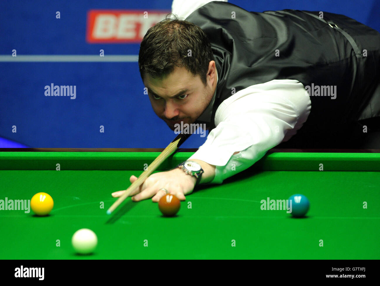 Kurt Maflin during his match against Mark Selby during the Betfred World Championships at the Crucible Theatre, Sheffield. Stock Photo