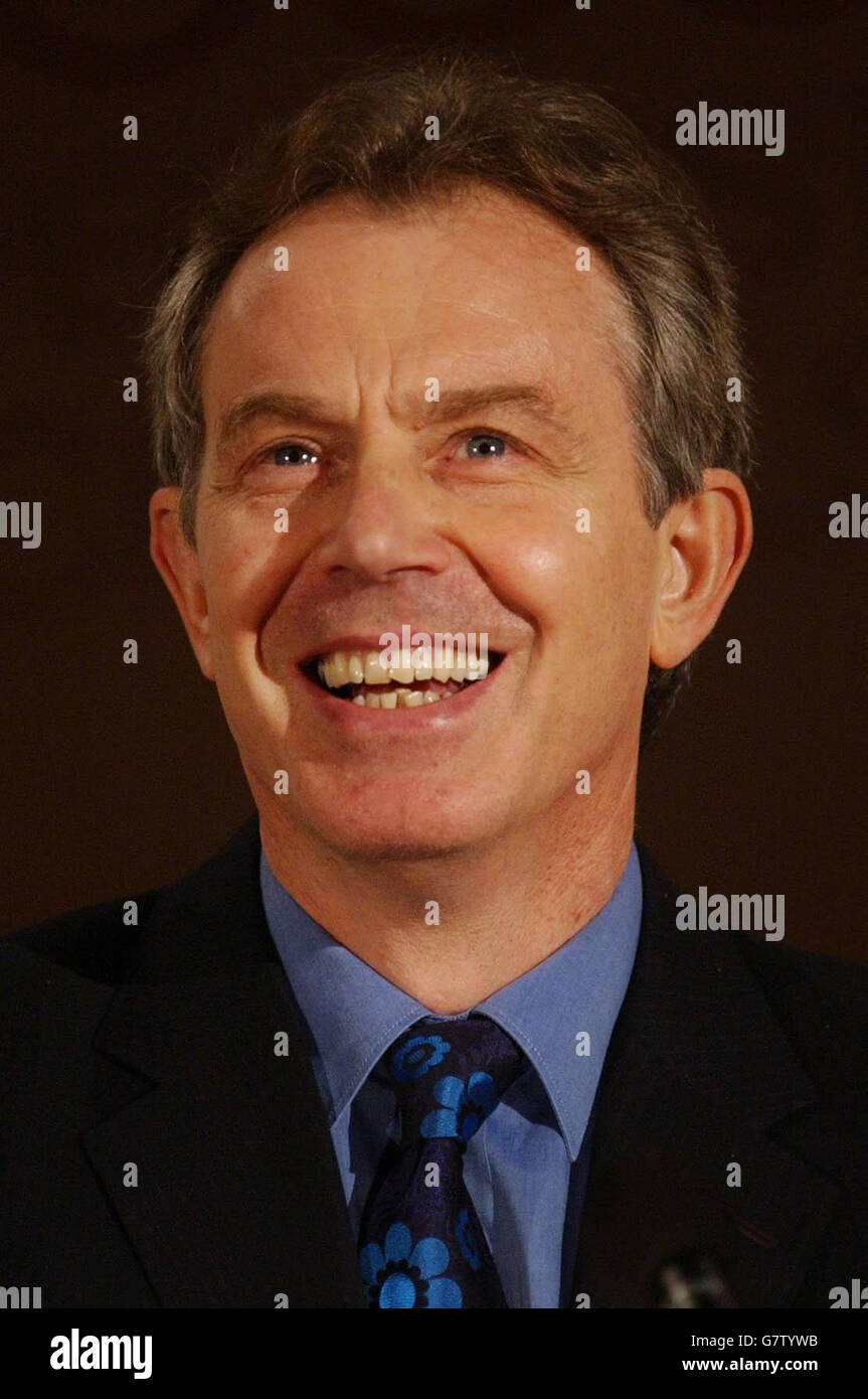 British Prime Minister Tony Blair speaks to a meeting of
