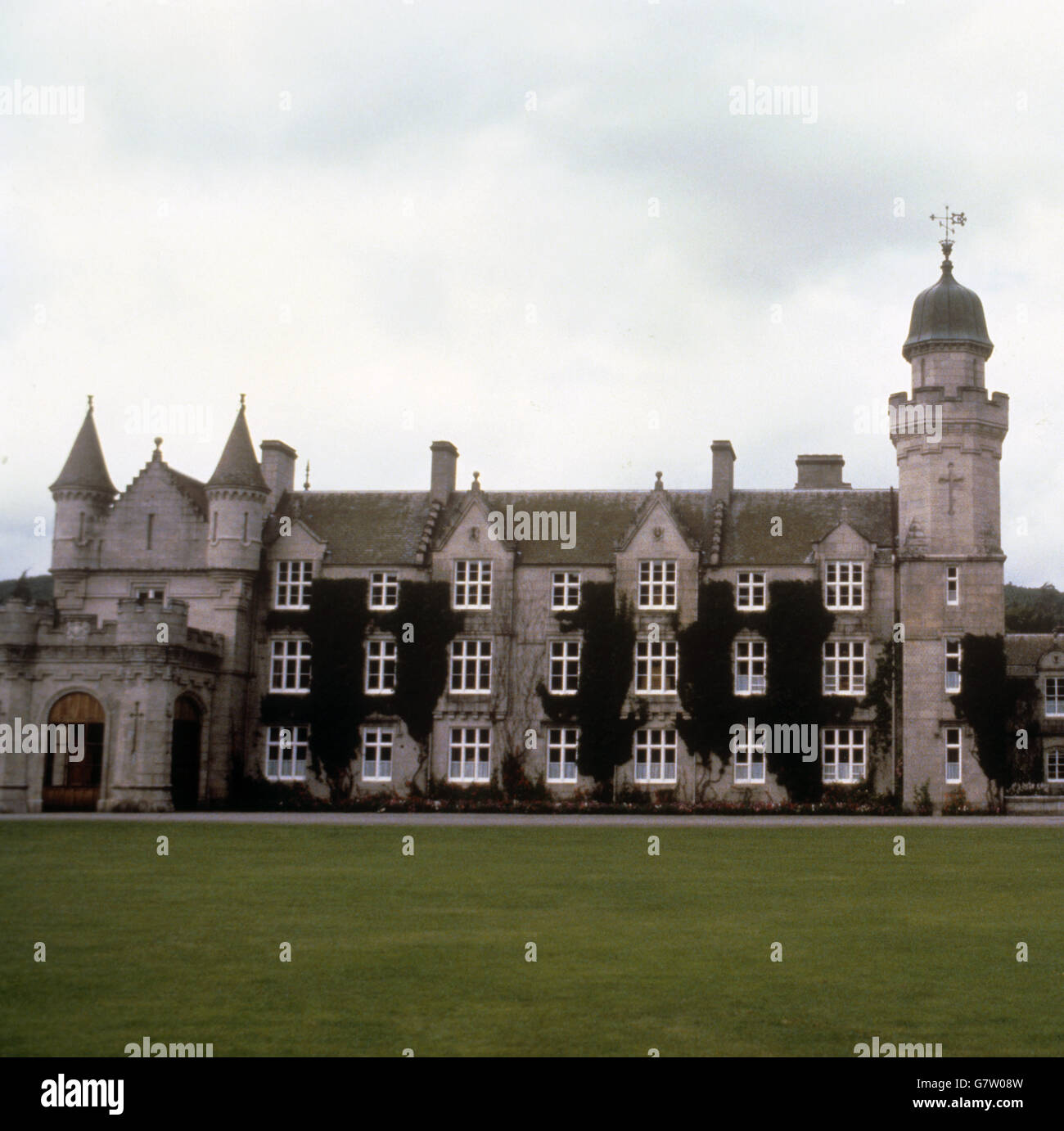 Balmoral Castle, Aberdeenshire, the 19th Century holiday home where the Queen and members of the Royal Family spend their traditional holidays between August and September each year. Stock Photo