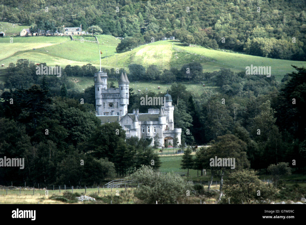 Balmoral Castle, Aberdeenshire, the 19th Century holiday home where the Queen and members of the Royal Family spend their traditional holidays between August and September each year. Stock Photo
