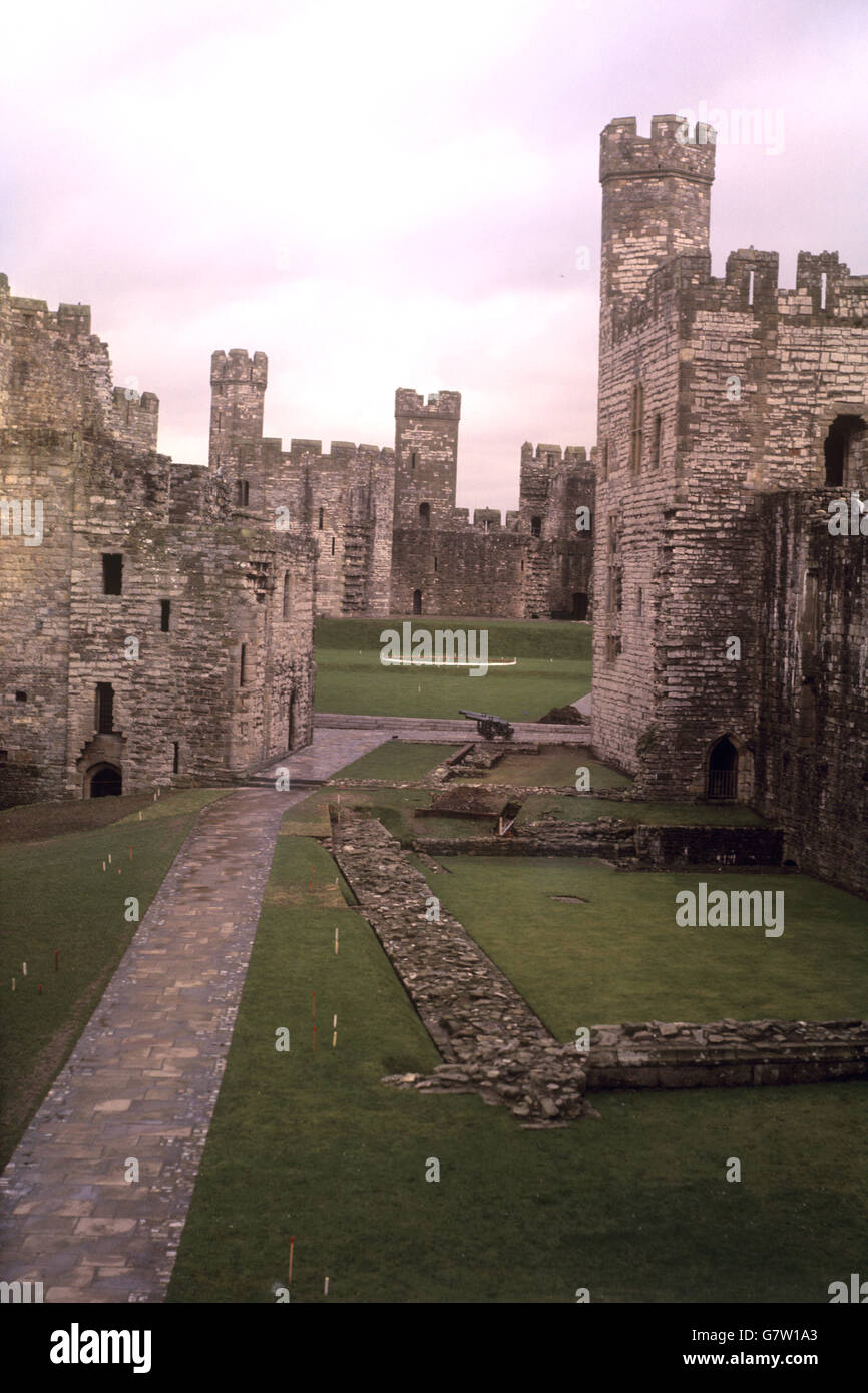 Buildings and Landmarks - Caernarfon Castle - North Wales. Caernarfon Castle, North Wales. Stock Photo