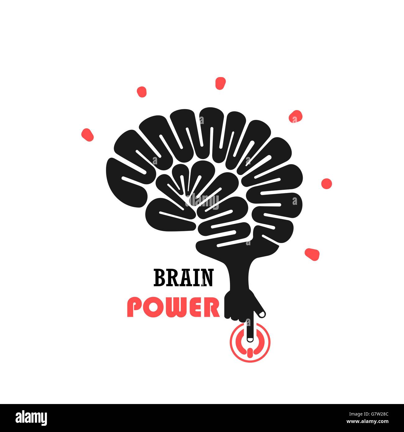 Turn on Creative Light Bulb concept.Brain Logo design vector template.Think Idea concept.Brainstorm Power Thinking Brain icon. Stock Vector