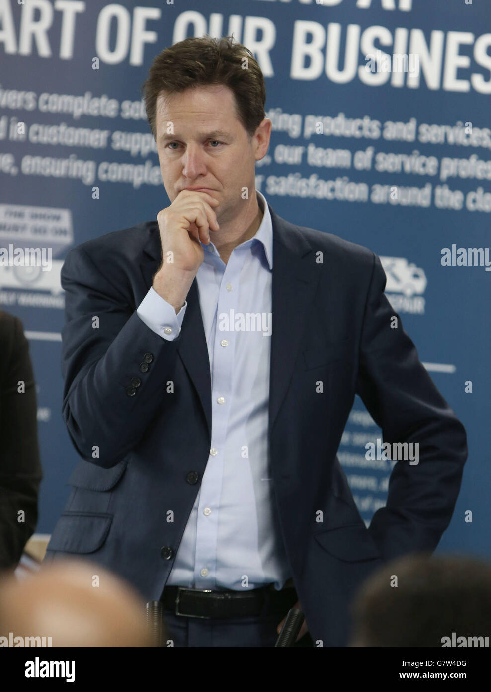 Liberal Democrat leader Nick Clegg during his visit to the Panasonic Manufacturing site in Cardiff while on the General Election campaign trail. Stock Photo